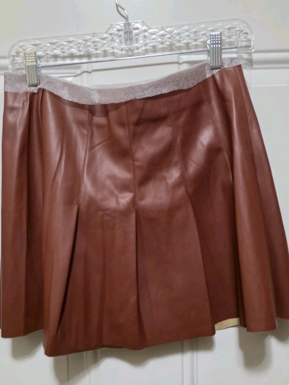 dRA Los Angeles  Mini Skirt  Medium Faux Leather Look  Mocha Brown NWT Vegan